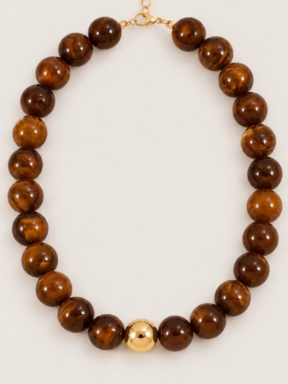 New! Brown Marbled Beaded Neutral Necklace NWOT